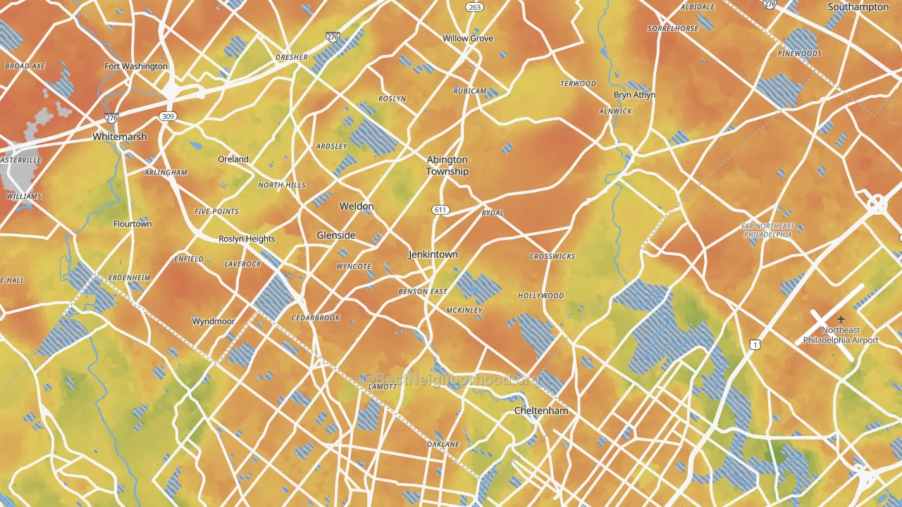 Bike Grade map of Jenkintown, PA