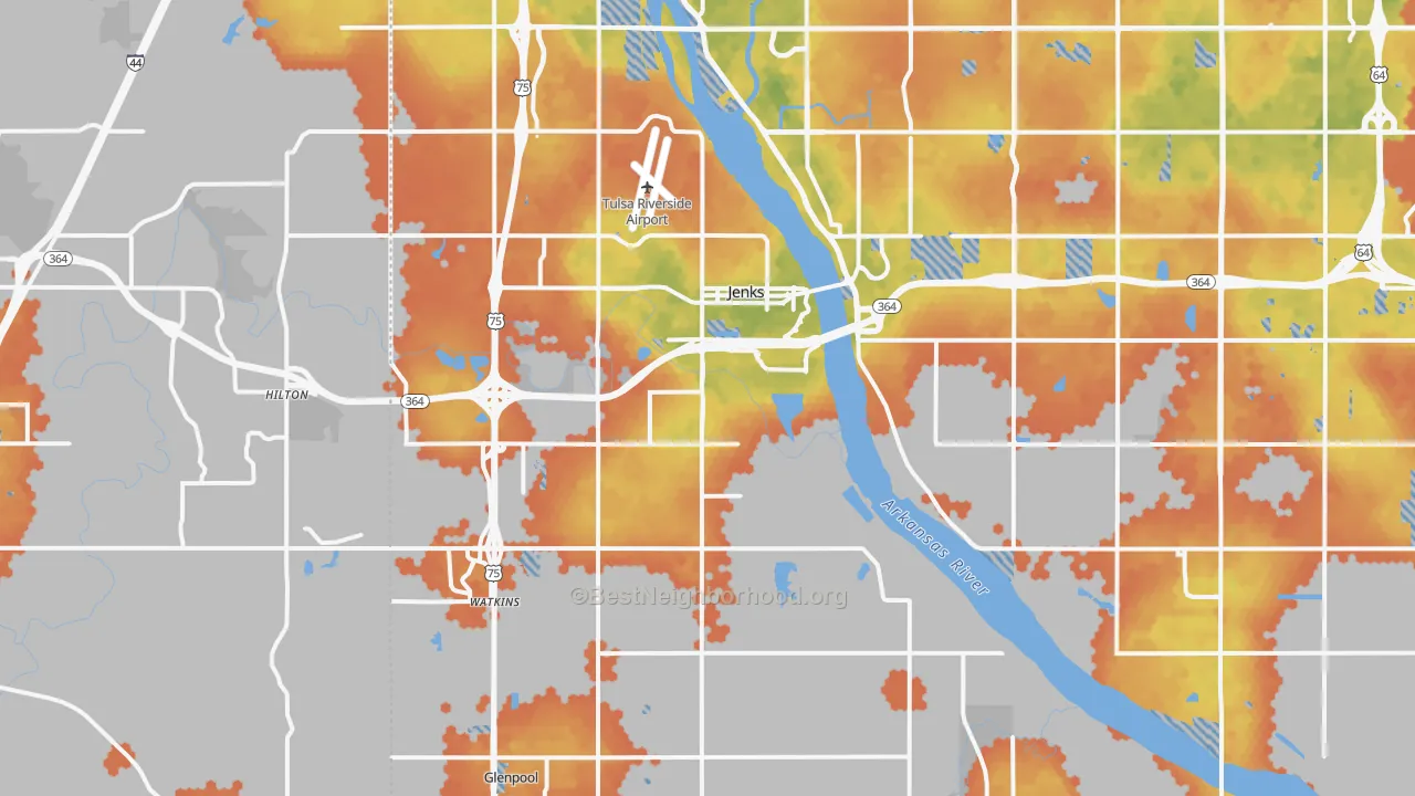 Bike Grade map of Jenks, OK