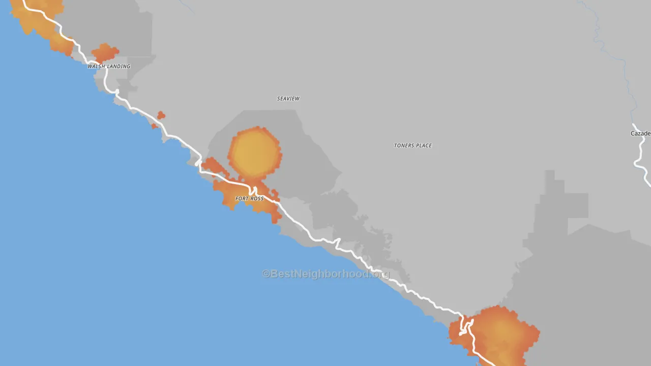 Bike Grade map of Jenner, CA