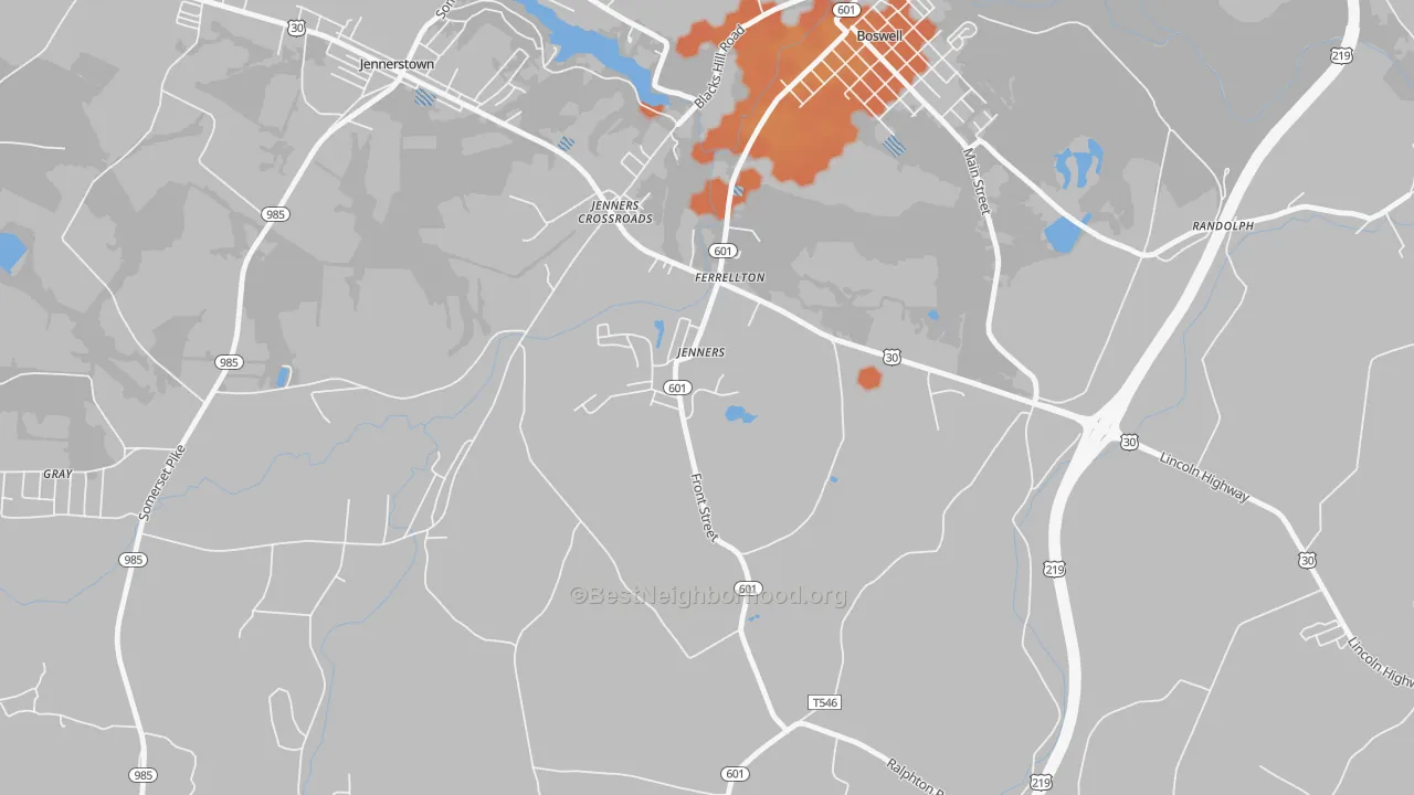 Bike Grade map of Jenners, PA