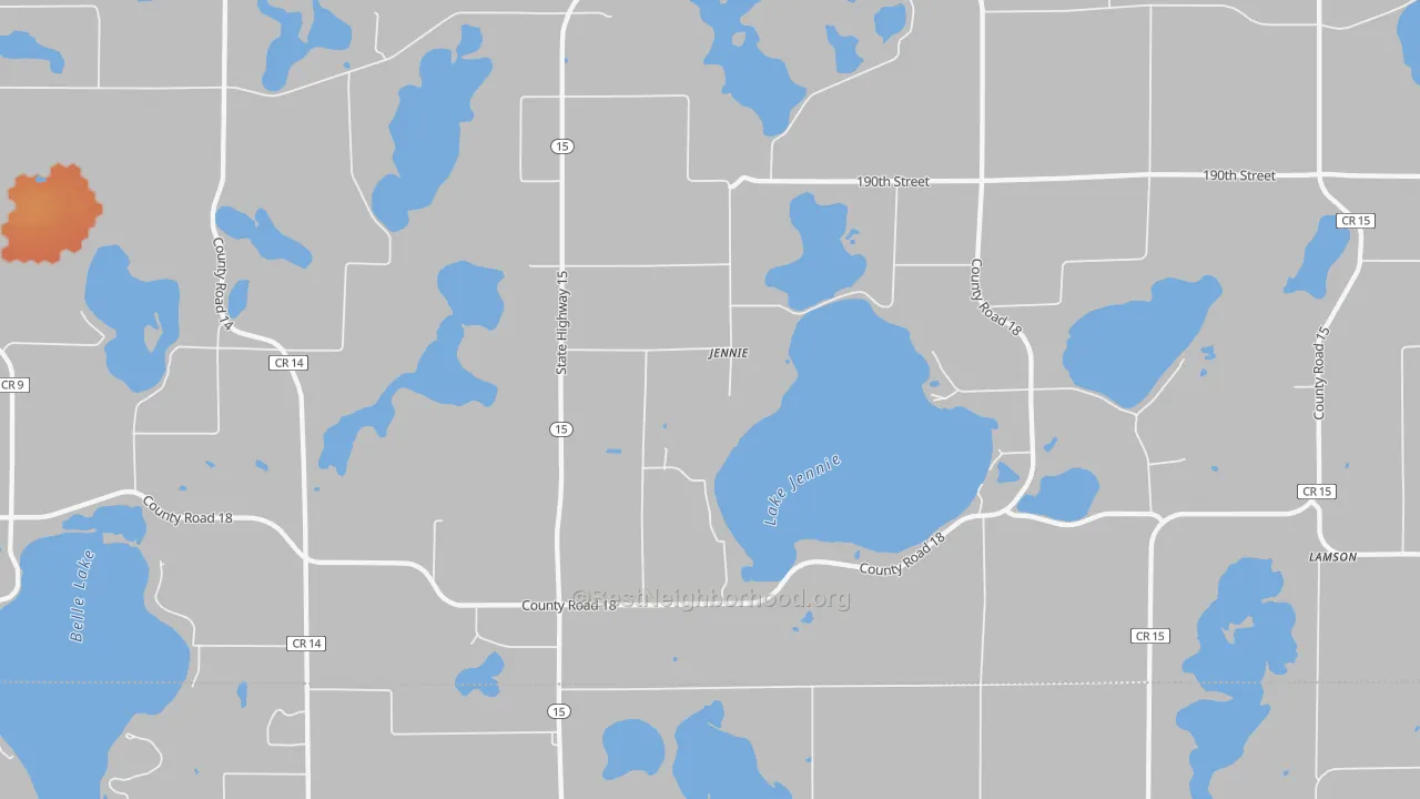 Bike Grade map of Jennie, MN