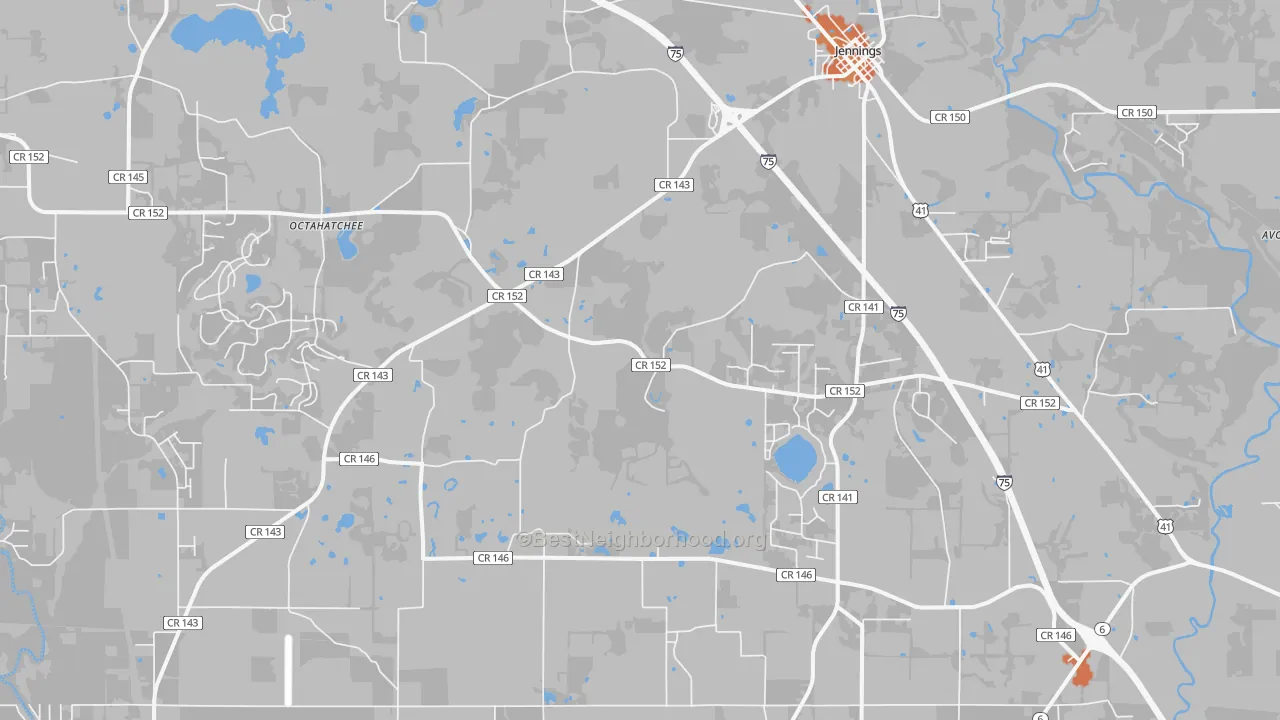 Bike Grade map of Jennings, FL