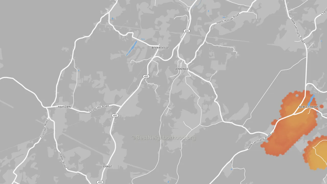 Bike Grade map of Jennings, MD