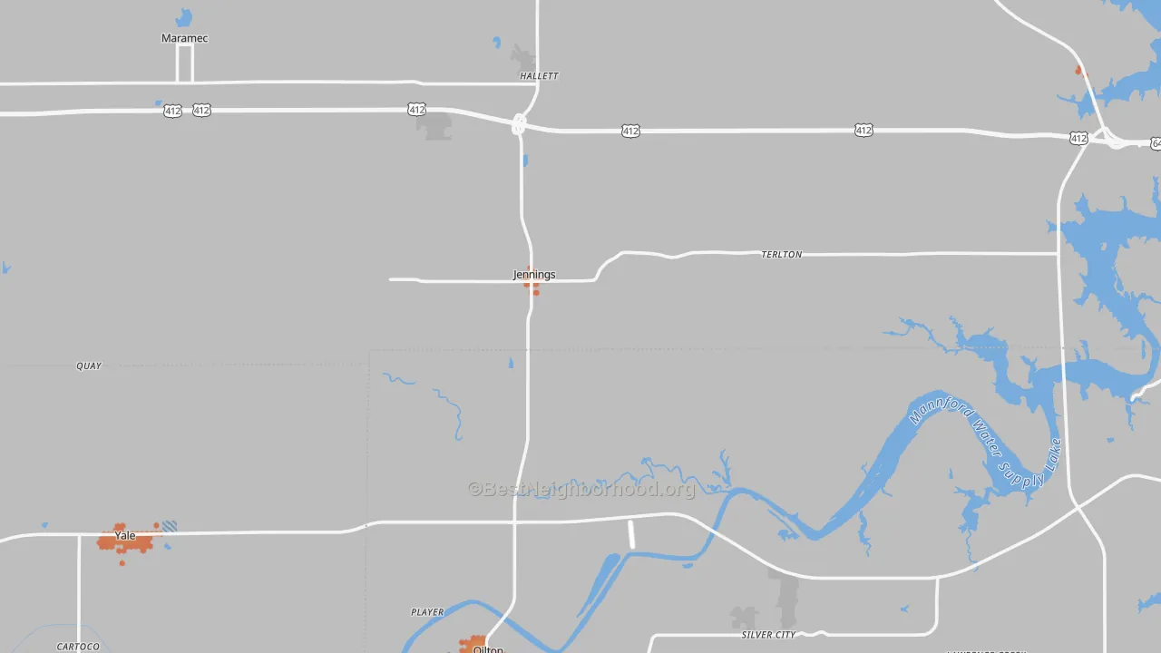 Bike Grade map of Jennings, OK