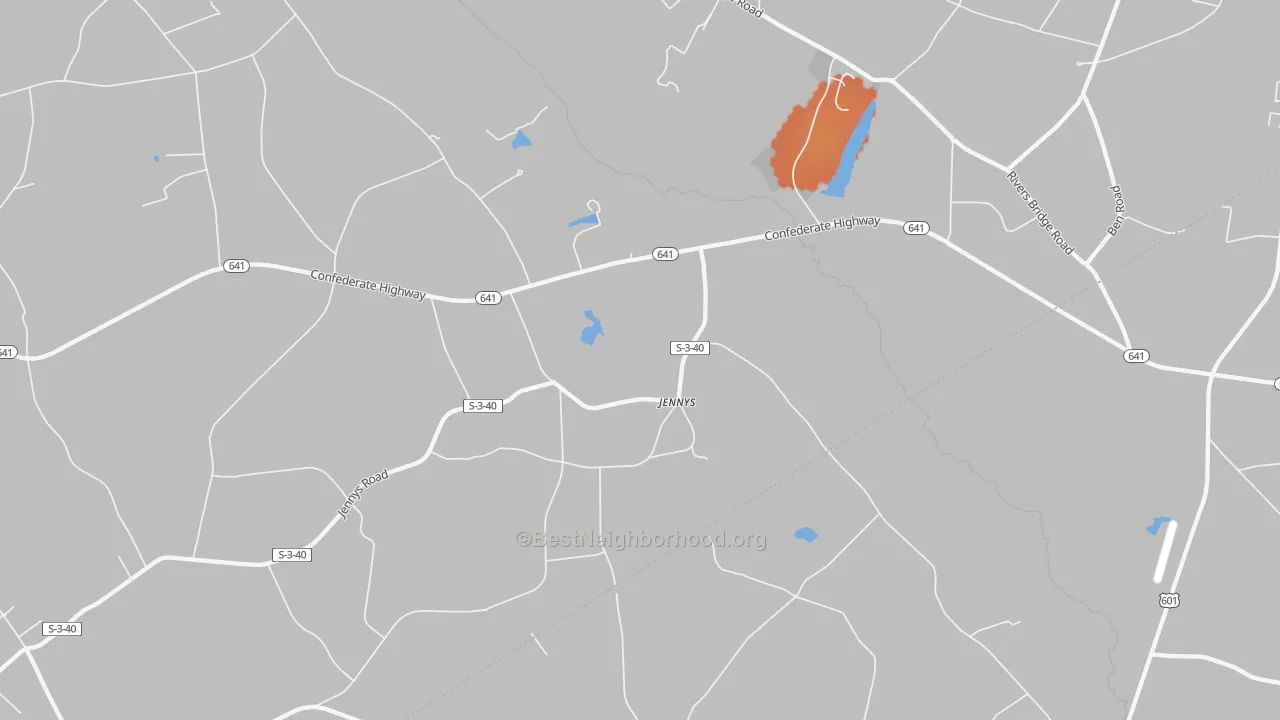 Bike Grade map of Jennys, SC