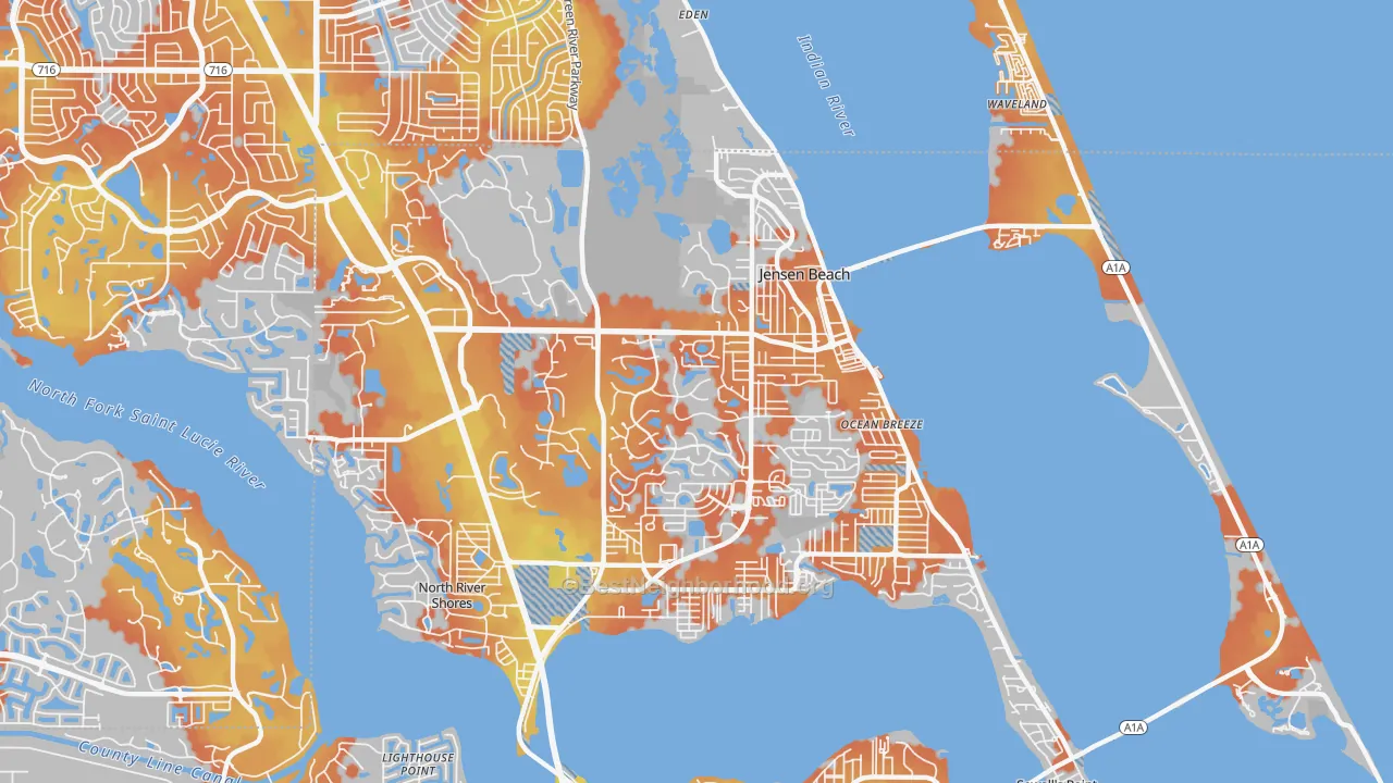 Bike Grade map of Jensen Beach, FL