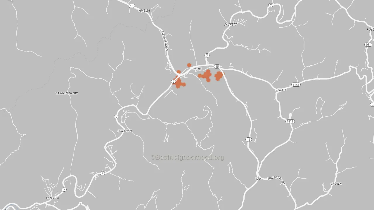 Bike Grade map of Jeremiah, KY