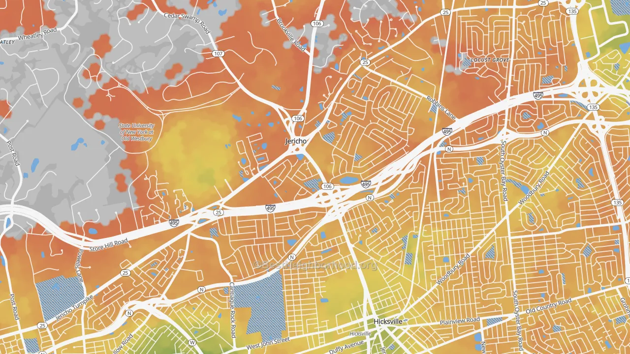 Bike Grade map of Jericho, NY