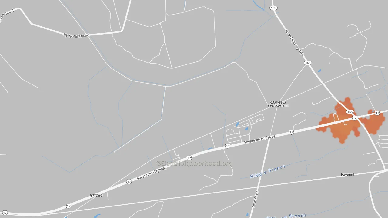 Bike Grade map of Jericho, SC