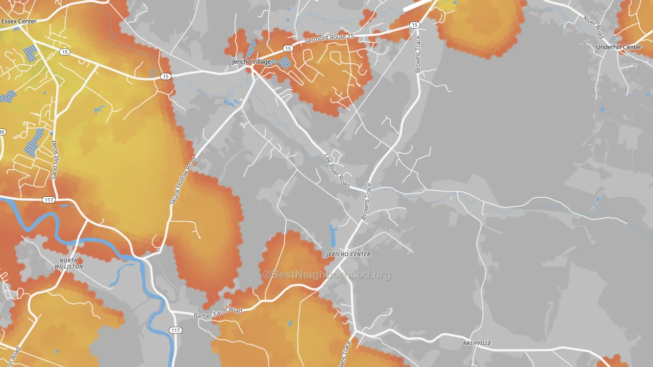 Bike Grade map of Jericho, VT