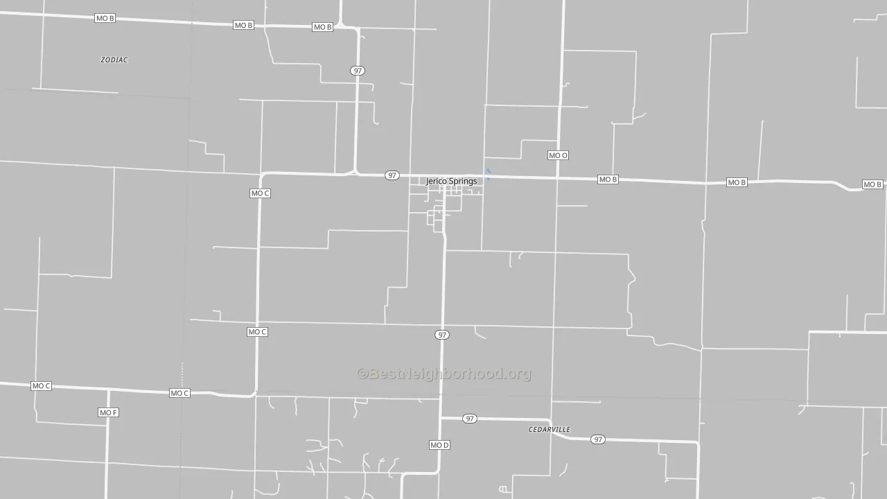 Bike Grade map of Jerico Springs, MO
