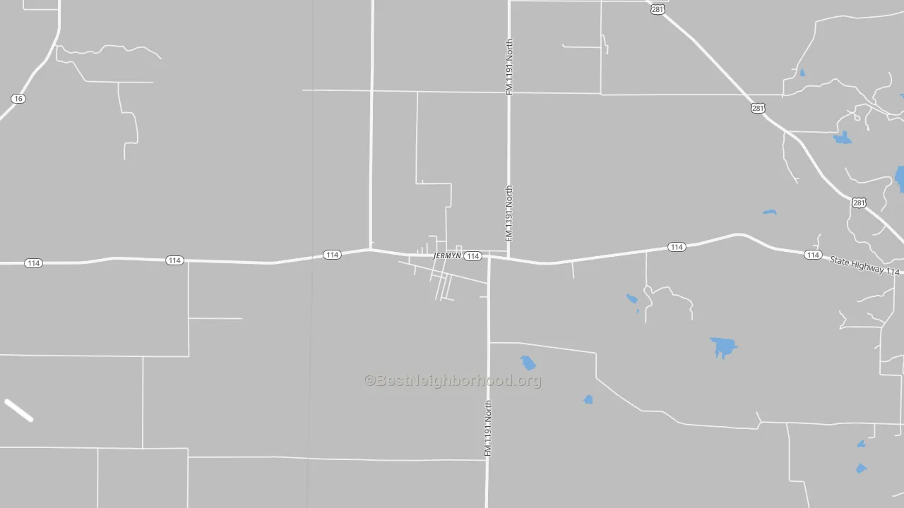 Bike Grade map of Jermyn, TX