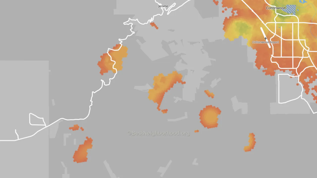 Bike Grade map of Jerome, AZ