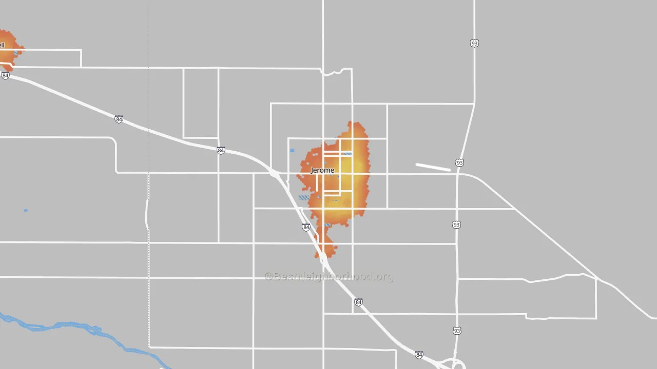 Bike Grade map of Jerome, ID
