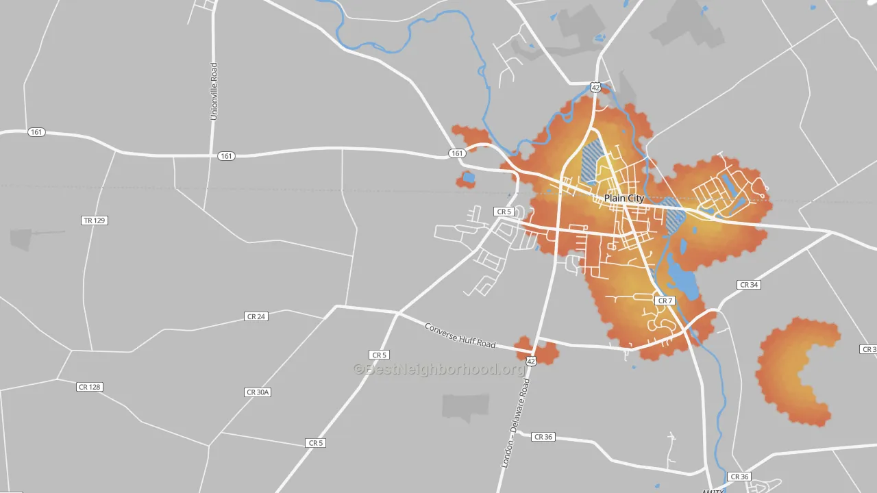 Bike Grade map of Jerome, OH