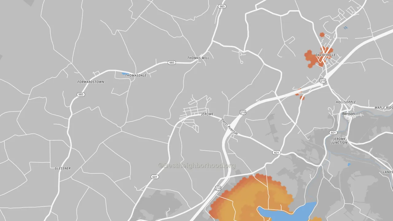 Bike Grade map of Jerome, PA