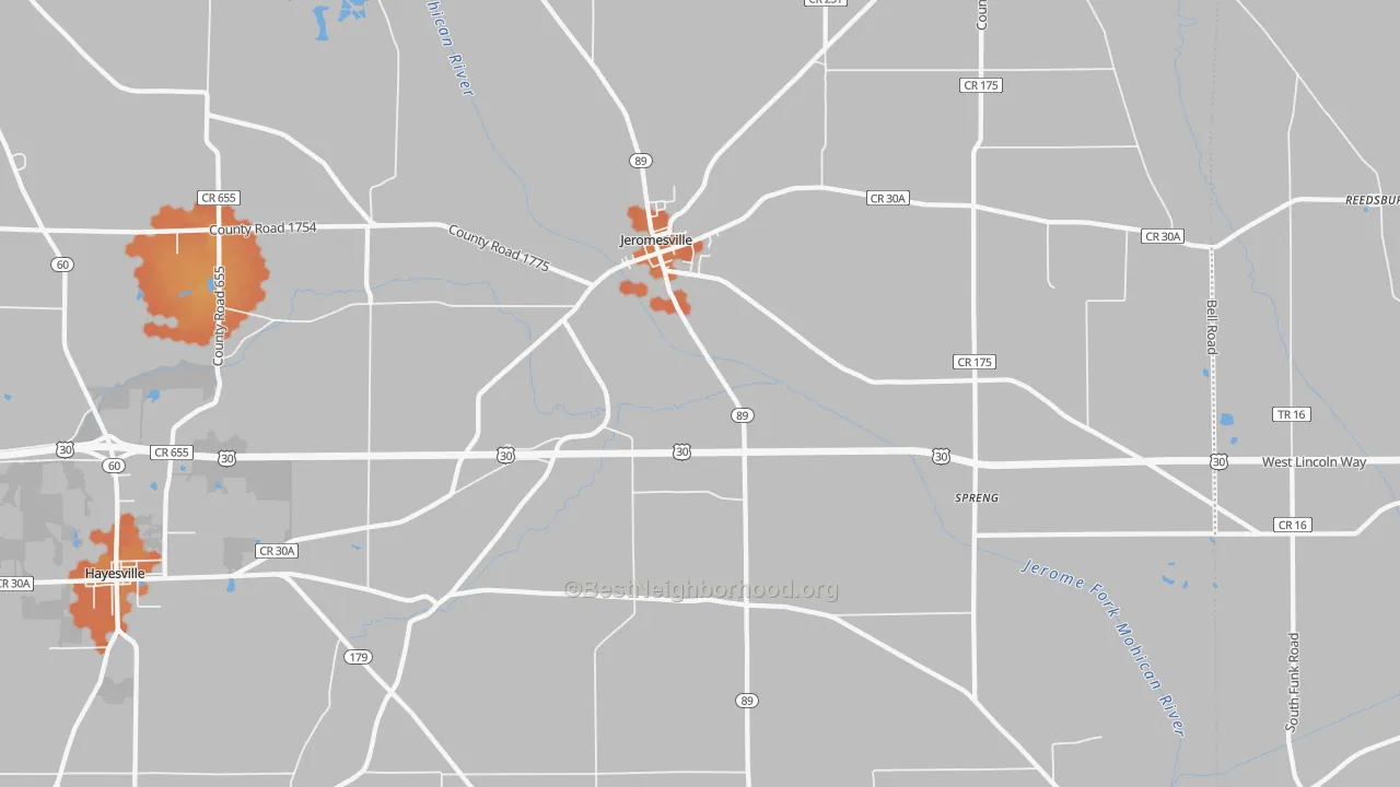 Bike Grade map of Jeromesville, OH