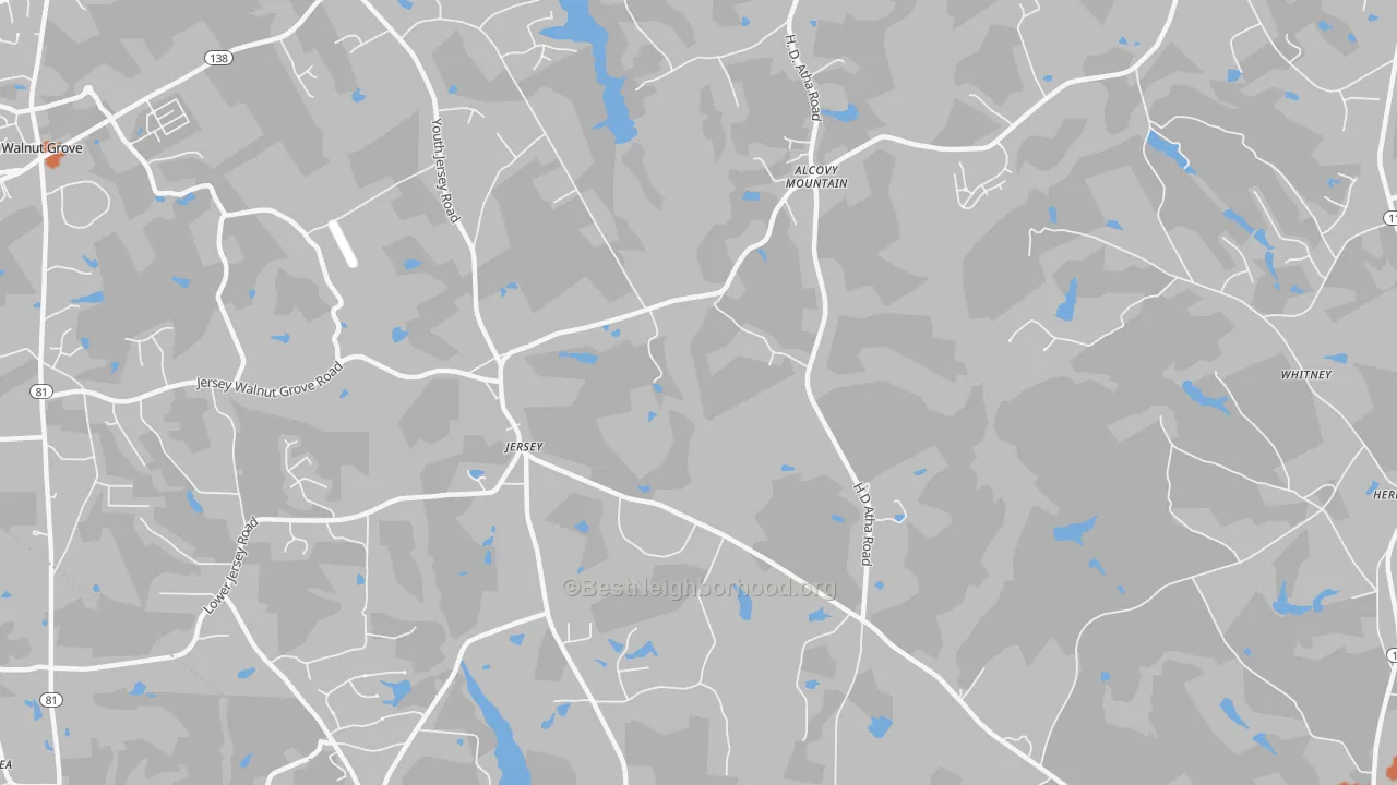 Bike Grade map of Jersey, GA