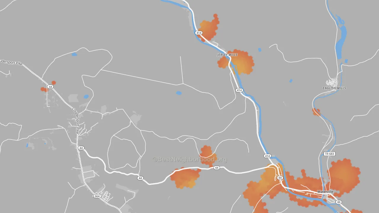 Bike Grade map of Jersey Mills, PA
