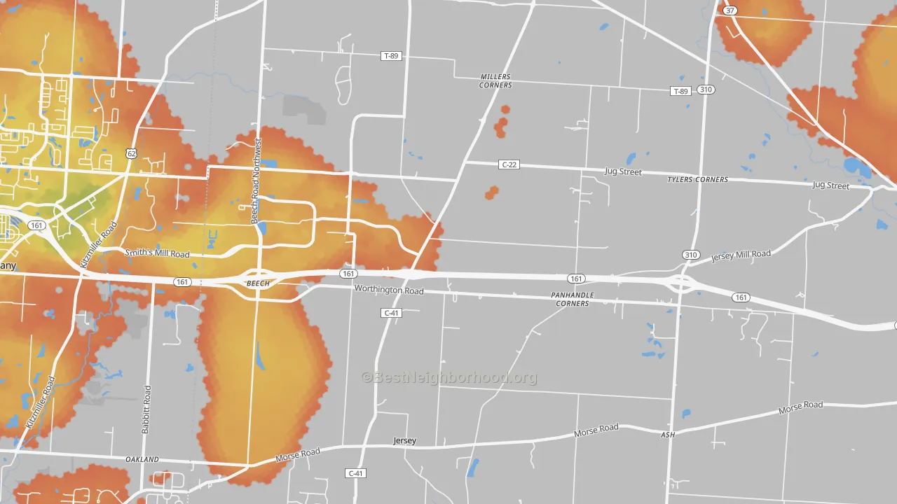Bike Grade map of Jersey, OH