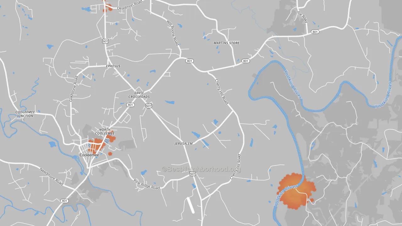Bike Grade map of Jerusalem, NC