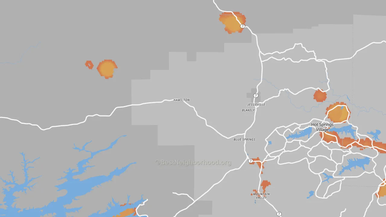 Bike Grade map of Jessieville, AR