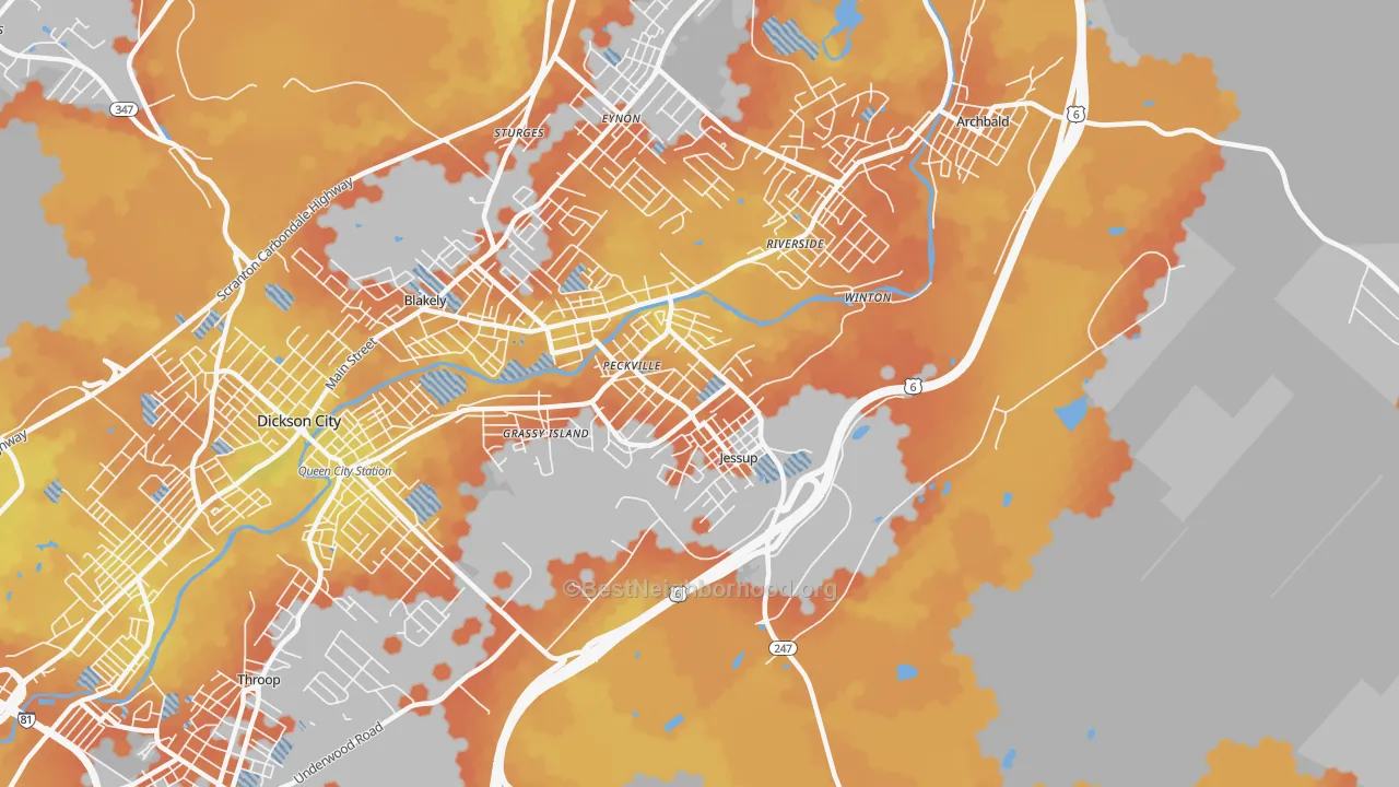 Bike Grade map of Jessup, PA