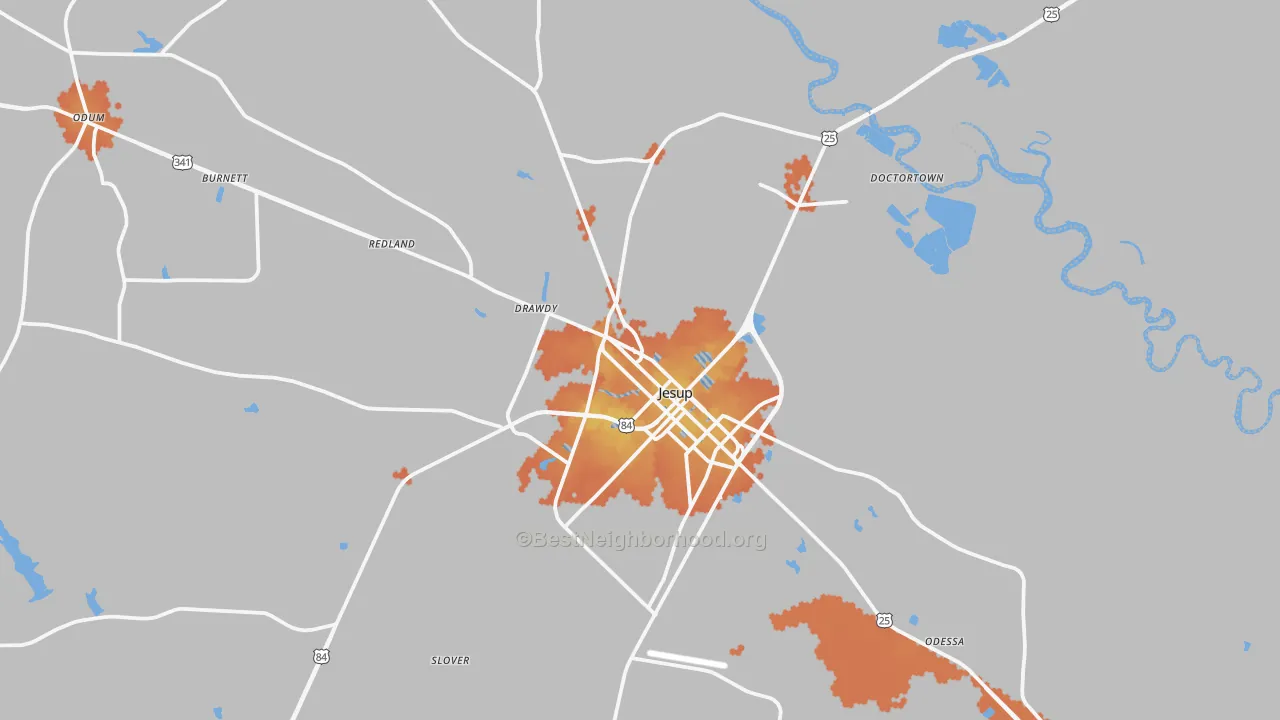 Bike Grade map of Jesup, GA