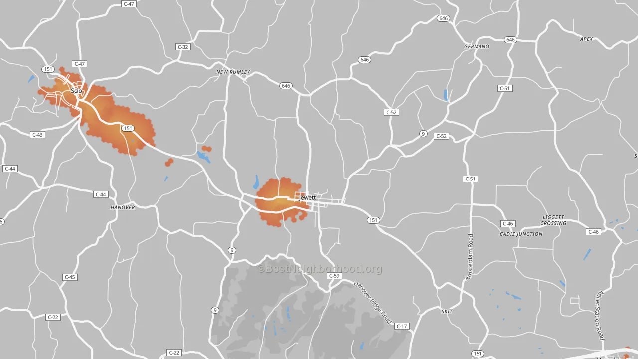 Bike Grade map of Jewett, OH