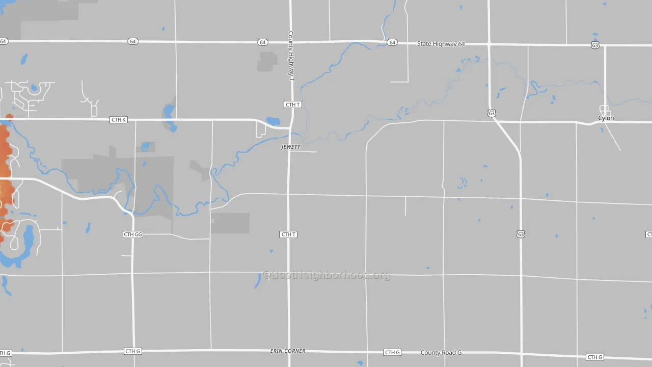 Bike Grade map of Jewett, WI
