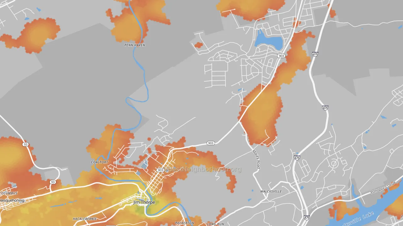 Bike Grade map of Jim Thorpe, PA
