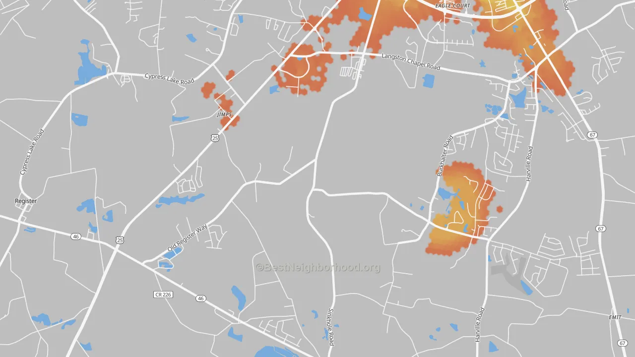 Bike Grade map of Jimps, GA