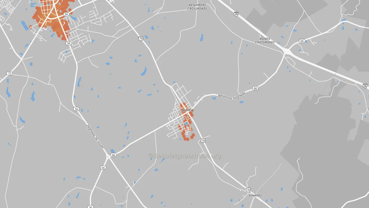 Bike Grade map of Joanna, SC