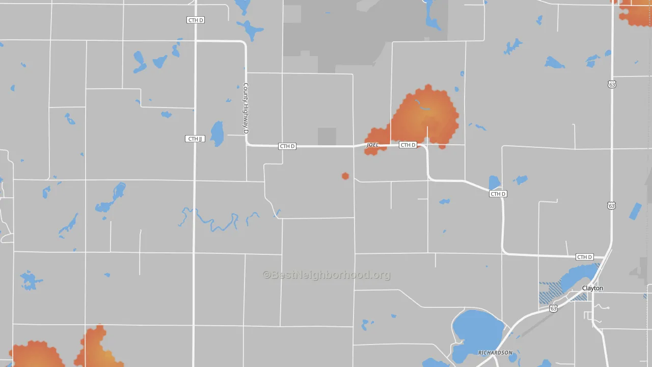Bike Grade map of Joel, WI