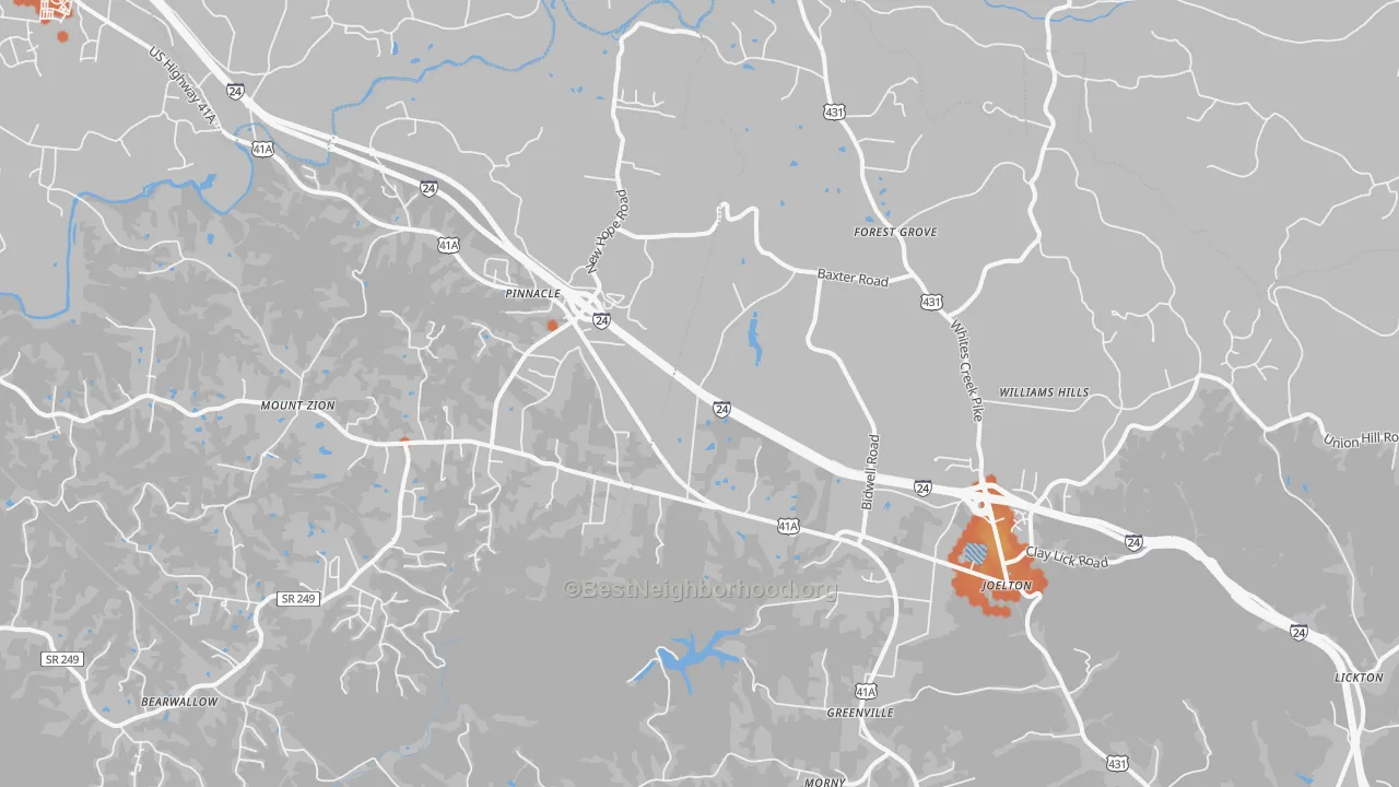 Bike Grade map of Joelton, TN