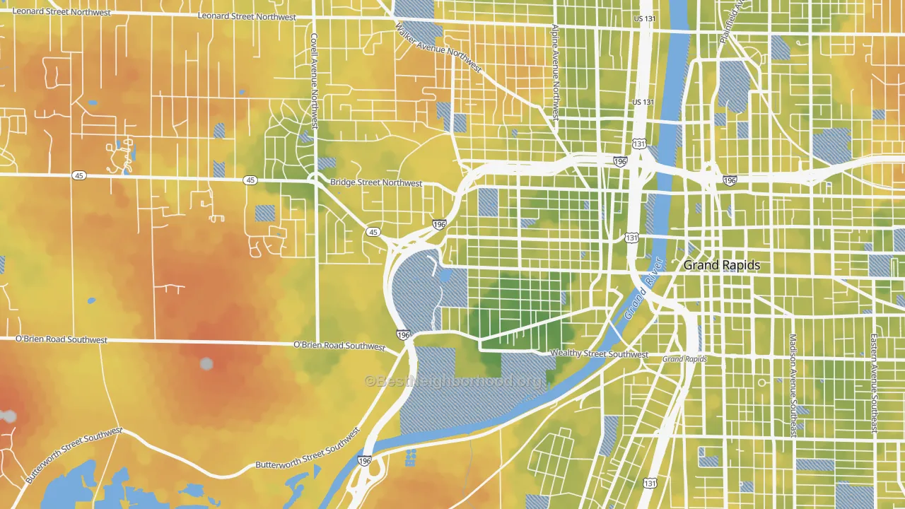 Bike Grade map of John Ball Park, Grand Rapids, MI