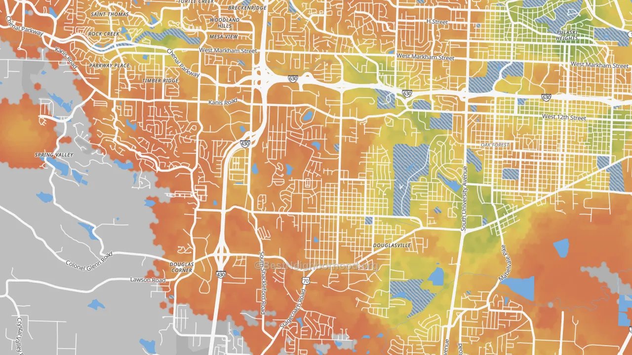 Bike Grade map of John Barrow, Little Rock, AR