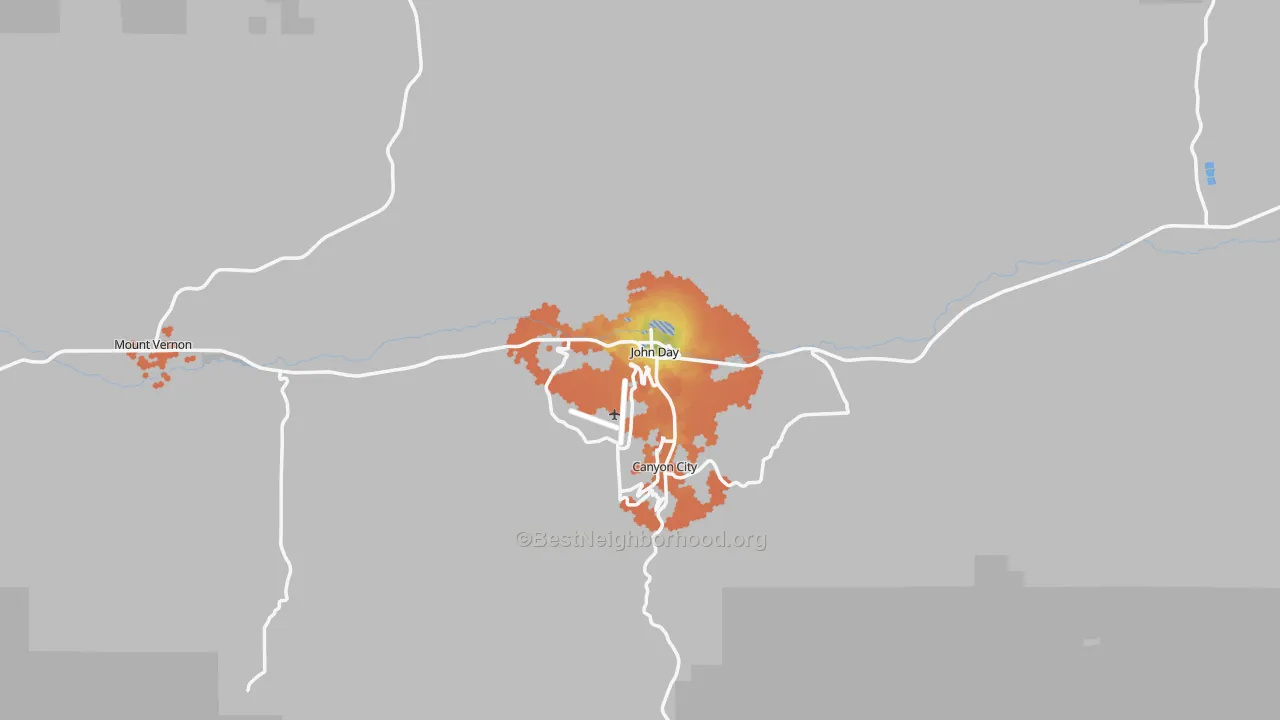 Bike Grade map of John Day, OR