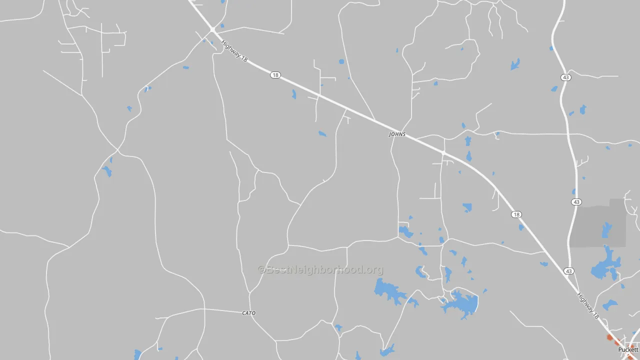 Bike Grade map of Johns, MS