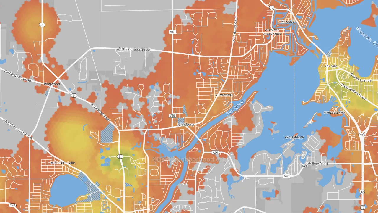 Bike Grade map of Johnsburg, IL