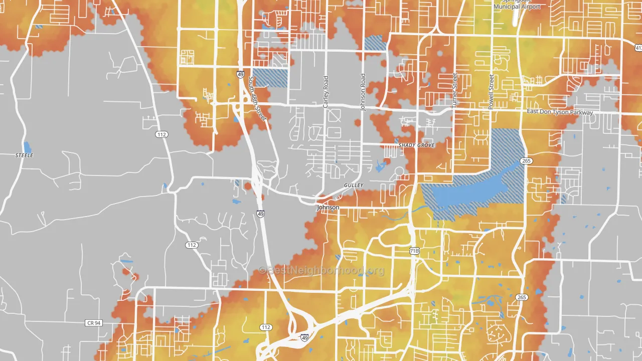 Bike Grade map of Johnson, AR
