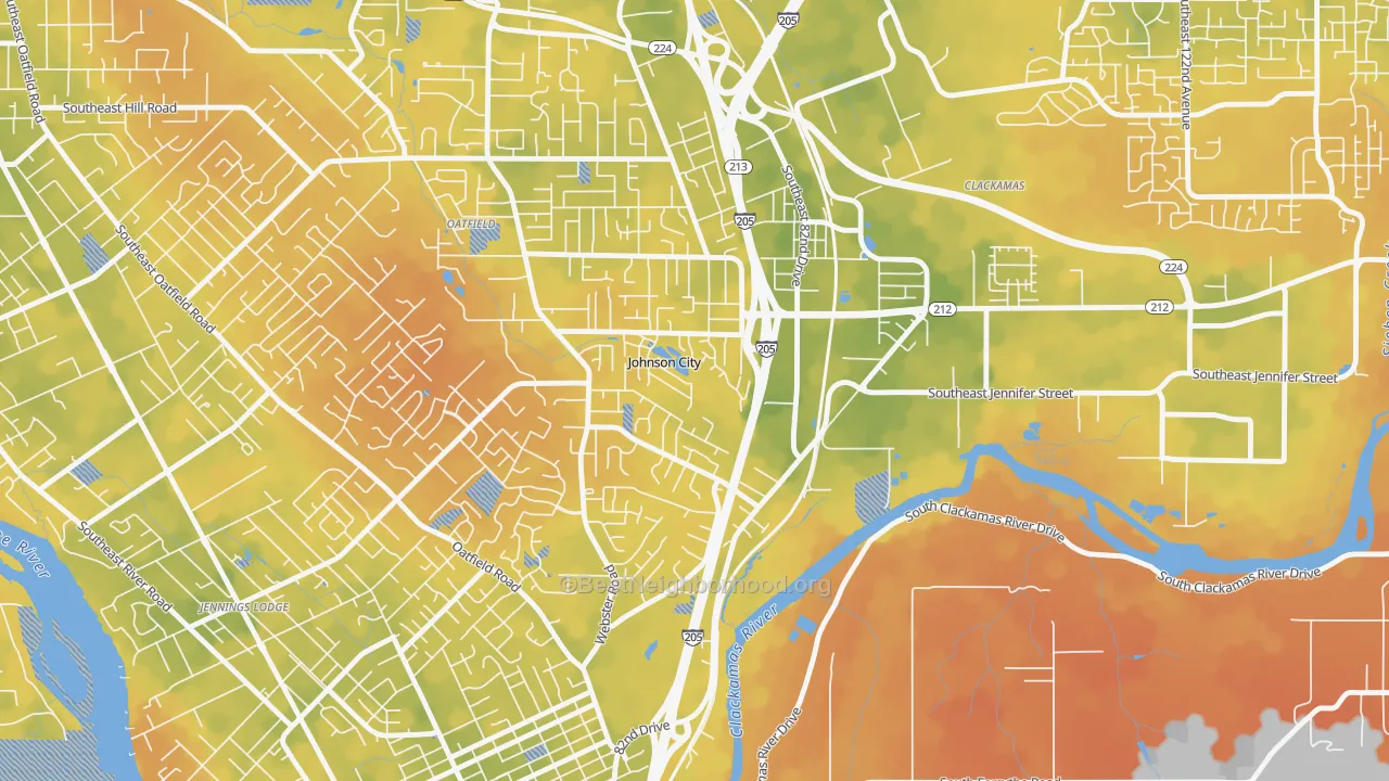 Bike Grade map of Johnson City, OR
