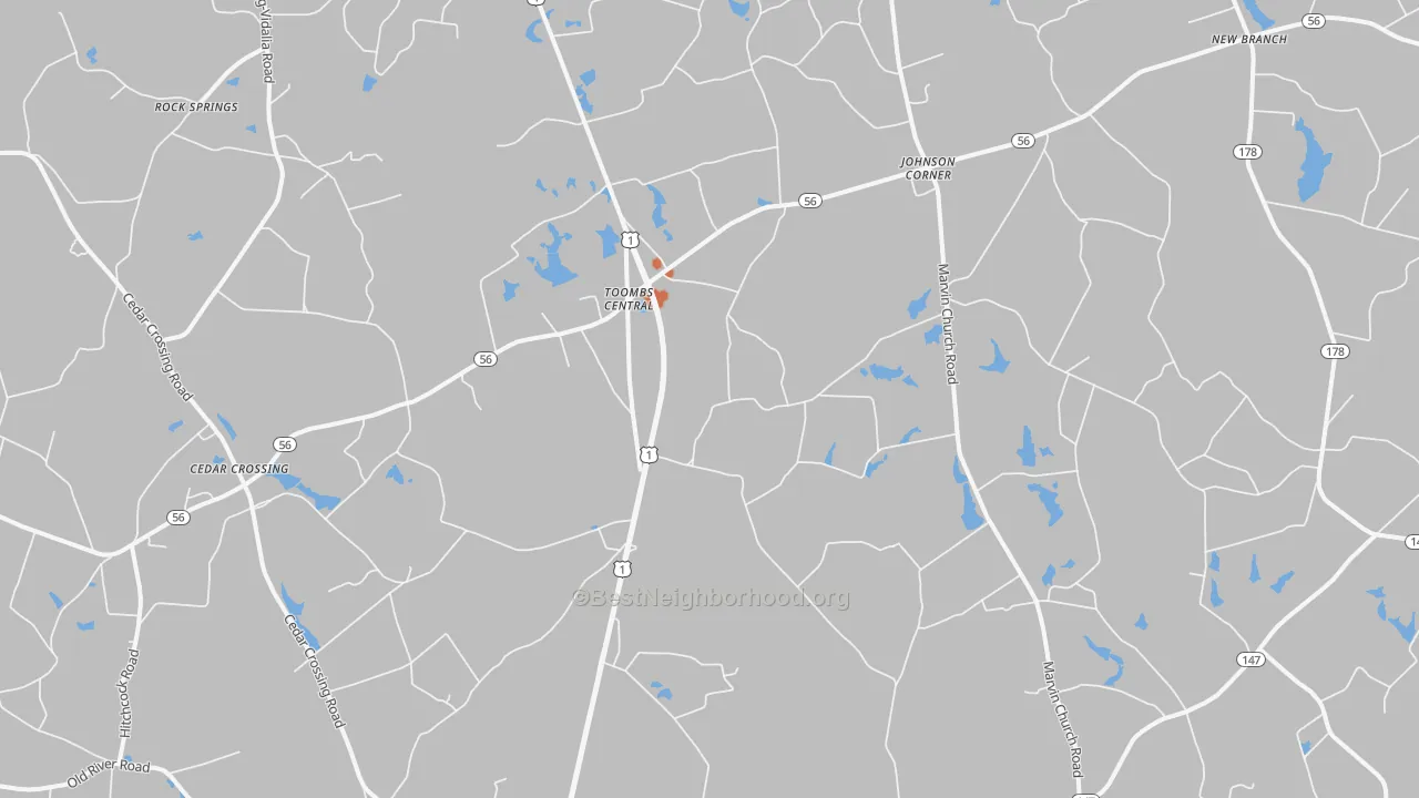 Bike Grade map of Johnson Corner, GA
