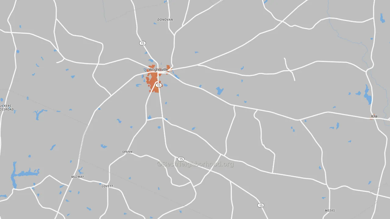 Bike Grade map of Johnson County, GA
