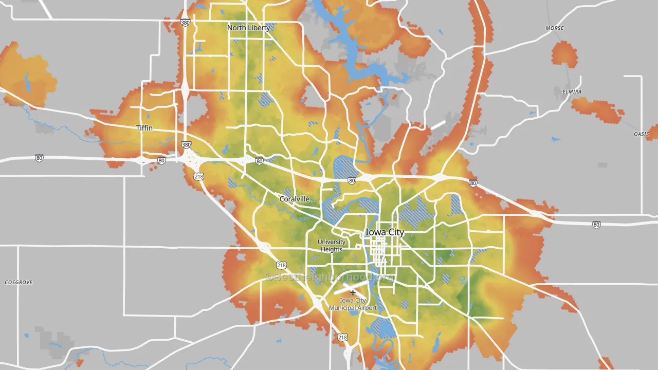 Bike Grade map of Johnson County, IA