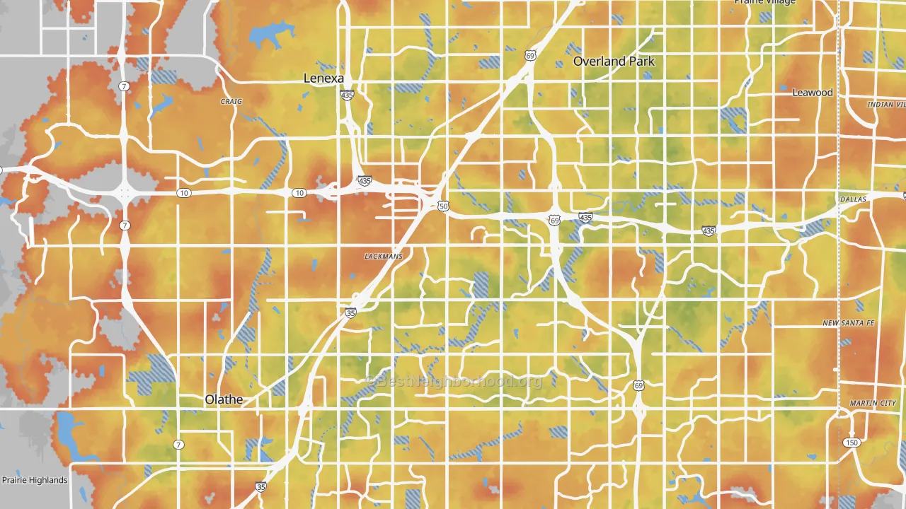 Bike Grade map of Johnson County, KS