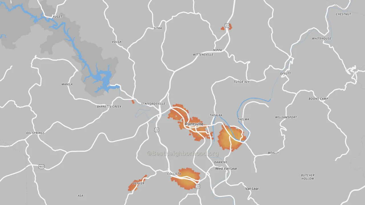 Bike Grade map of Johnson County, KY