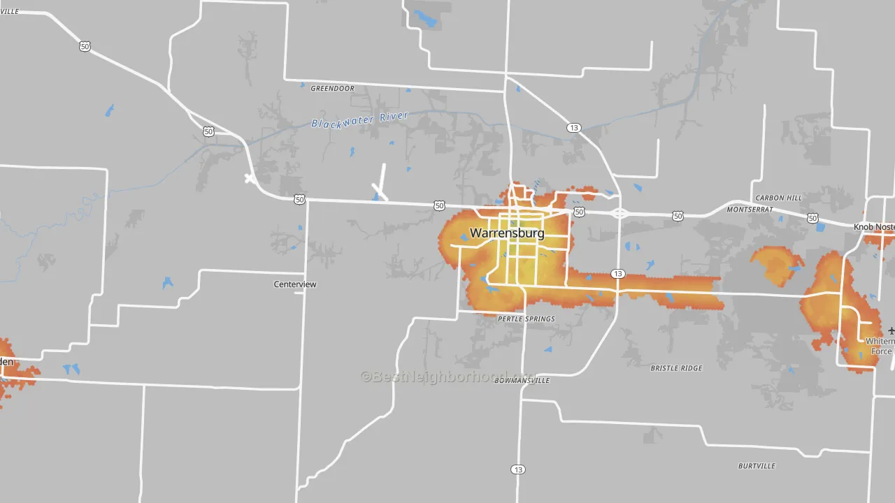 Bike Grade map of Johnson County, MO