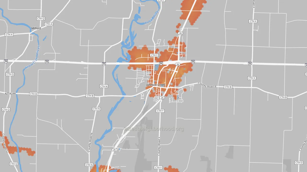 Bike Grade map of Johnson Creek, WI