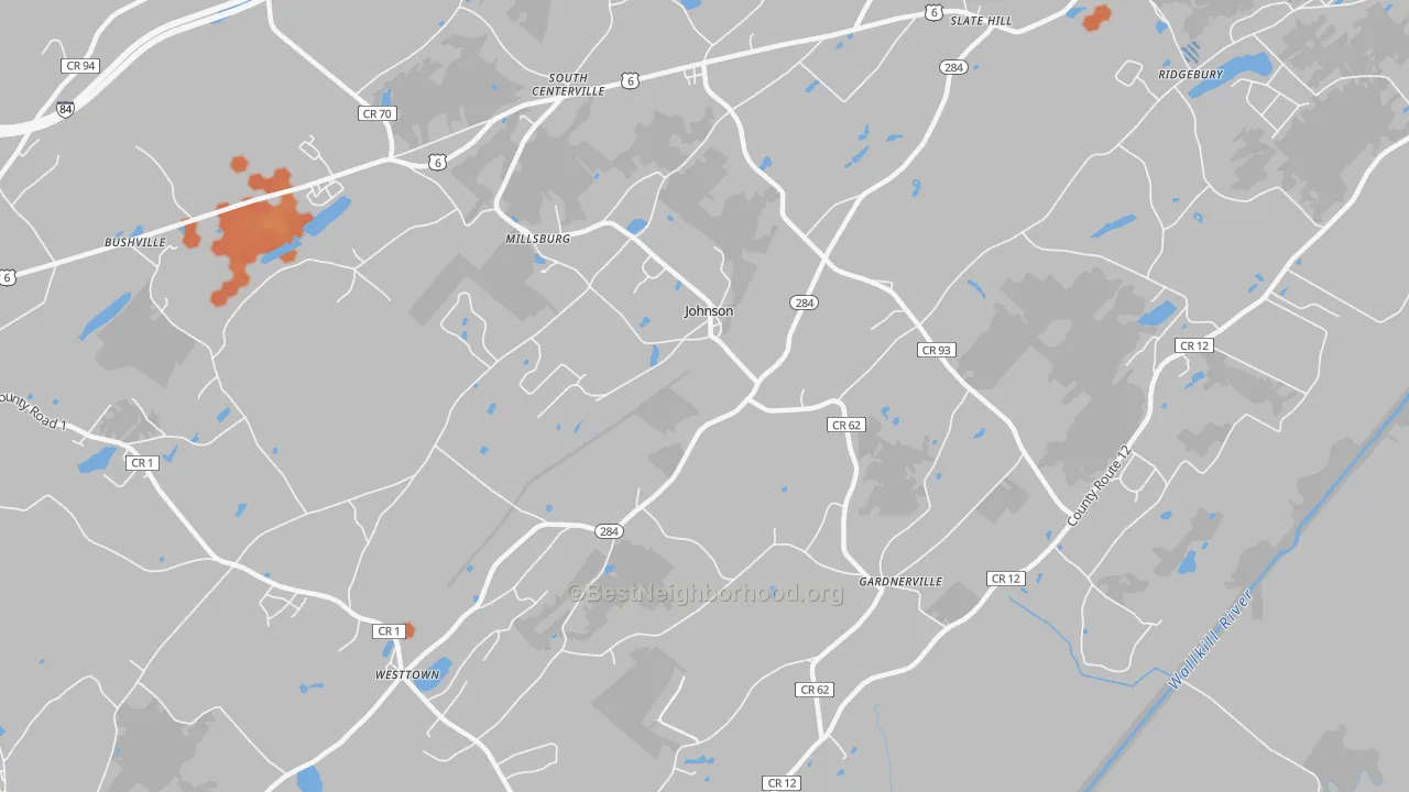 Bike Grade map of Johnson, NY